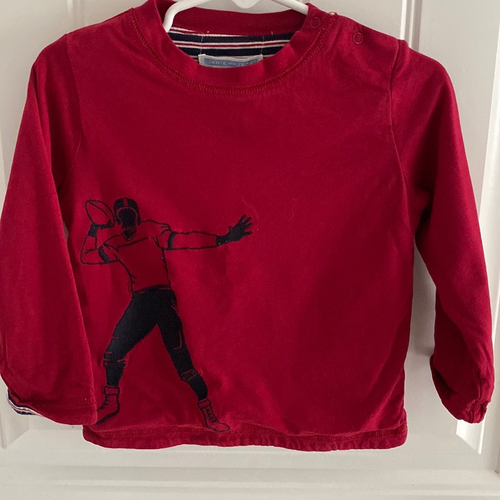 Janie and Jack football red and reversible stripe tee 12-18 months boys top